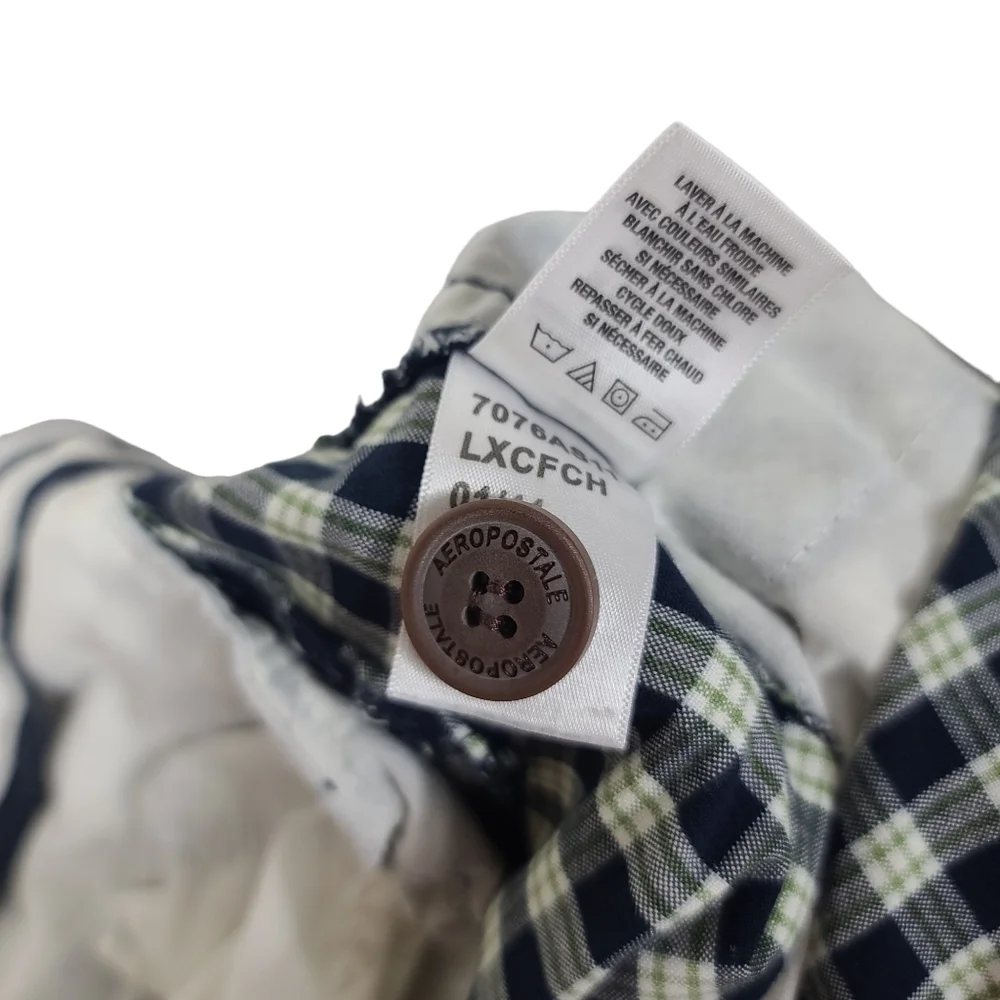 Aeropostale Plaid Blue Green Shorts 32